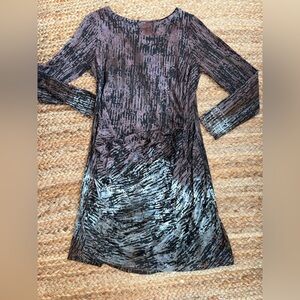 Art of Cloth Medium Tie Dye Boho Stretchy Long Sleeve Dress with ruched details